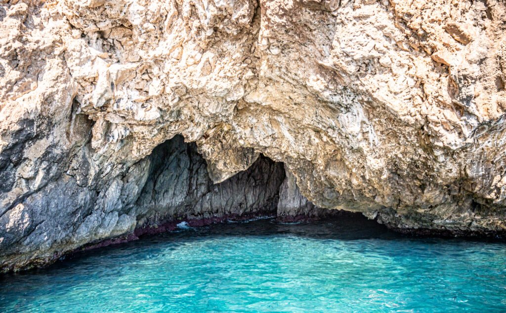 Exploring Blue Eye Cave in Paleokastritsa by boat